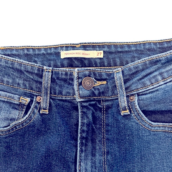 Levi’s 721 High Rise Skinny Cut-Off Shorts Blue Denim Denim Size 27 - Picture 3 of 5